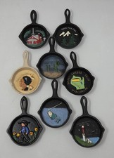 8 Vintage Miniature Souvenir CAST IRON Skillets  picture