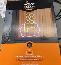 NEW HYDE & EEK Brewing Witch Cauldron Halloween LED Sign 18.25” H picture