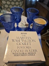 Semiquincentennial (250th) In 2026 -1976 AVON FOSTORIA Cobalt Blue Glass Goblet picture