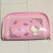 SANRIO Charmmy Kitty Enamel Pouch Pink Dot Lace Rose Butterfly Embroidery 2004 picture