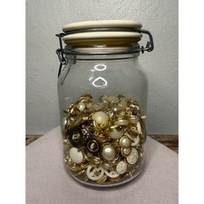 Vintage Huge Lot of 250+ Acrylic Buttons Gold Tone Faux Pearls Rhinestones picture