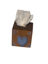 Cute Vintage Miniature Dollhouse Wood Tissue Box With Heart  picture