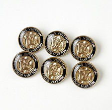 STAMPED lot of 6 Designer Black and Gold Button 20mm picture