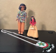 Vtg 1970s Cherokee NC Souvenir Lot Clothespin Doll Stuck Sleep Eye Medallion picture