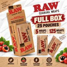 RAW Guarana Wraps Original Full Box 25 Pouches 125 Wraps Brazilian Guarana picture