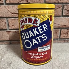 Vintage 1984 Quaker Oats Round Tin Canister w/Lid, Limited Edition picture