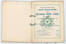 1899 German Rifle Club Hartford CT Germania Hall Concert Reception Ball Program picture