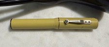 Rare Antique Working Eveready Patented Brass Pen Flashlight Penlight Yellow 5” picture