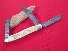 VTG SCHRADE USA SC505 Scrimshaw Seagulls Lighthouse 3 Blade Stockman Knife 79 picture