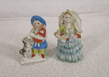 Japanese Figurine Ceramic Victorian Hand Painted Style Vintage Lot 2 Pet Baby picture