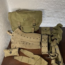 Ww2 USA Field Gear Lot- Musset Bag Belt Suspenders Leggings Original picture