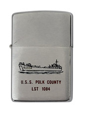 1966 Zippo U.S.S. Poke County LST 1084 PAT.2517191 Matching Insert Lighter RARE picture