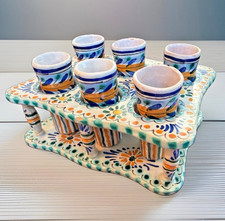 Hand-Painted Spanish Majolica Vasera Set - Cerámica Santa Ana Triana Style - 7pc picture