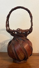 Vintage Japanese Woven Bamboo Ikebana Flower Vase Basket Hanakago - 14.5