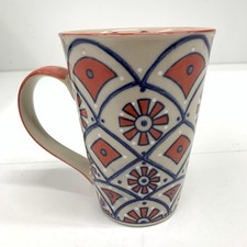 Yokohama Studio Mug Japan Handpainted Orange Blue Glossy Textured Rare picture