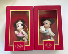 Lenox Disney Showcase 2022 Porcelain Mickey & Minnie Mouse Ornament Set NIB picture