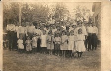 Vintage RPPC Rural Community School Group Portrait Barefoot Children c1910 picture