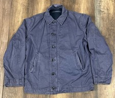 Vtg 70s USN N4 Utility Deck Jacket Blue US Navy Vietnam War Era 38R picture