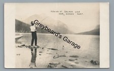 RPPC Fishing at Salmon Lake OVANDO MT Montana Vintage Real Photo Postcard picture