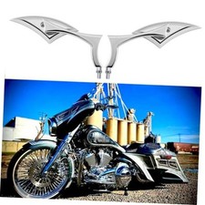 Chrome Motorcycle Side Mirrors Blade Compatible with M8+M10+M8 Chrome Blade picture