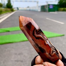 88G Natural red sardonyx striped agate Tower crystal mineral column Healing picture
