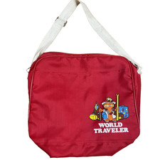 Vintage 70s Garfield World Traveler Canvas Messenger Tote Bag Red Zip Pocket picture