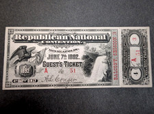 1892 Republican National Convention Ticket Unused Mint 4th Day Benjamin Harrison picture