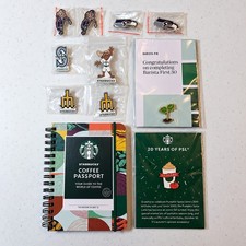 Starbucks Pin Lot 10 Pins + Coffee Passport Seattle Seahawks PSL Barista New picture