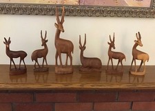 Vintage Mid Century Wood Antelope Impala Gazelle picture