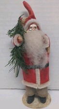 VTG 1988 Paper Mache SANTA W/Christmas Tree Branch picture