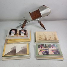 Vintage Stereo Card Viewer The Perfecscope H.C White Co & 55 Interesting Cards  picture