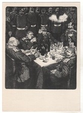 1962 Satirical drawing Triumph of heroes Faithful servants RUSSIAN Postcard OLD picture