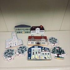 The Cat's Meow Village Lot Vintage Wooden Buildings Decor Eerie Estate Faline picture