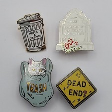 STRIKE GENTLY CO Enamel Pins Lot of 4 OOP Rare Funny Cool HANDMADE picture