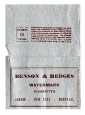 Vintage 1920s-30s Benson & Hedges Watermark Cigarettes Flat Paper Wrapper Label picture