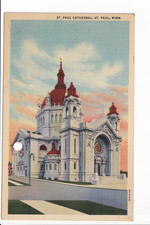 Linen Postcard St. Paul Cathedral St. Paul Minnesota MN USA Unposted Poor Cond. picture