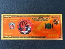 Cincinnati Bengals Gold Foil Plated Novelty Football Team Banknote Collectible picture
