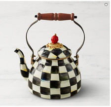 MacKenzie-Childs Courtly Check Tea Kettle Stovetop Teapot Kitchen Decor picture