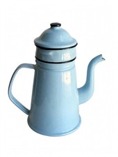 Vintage French Blue Enamel Biggin Coffee Pot w/ Filter Lid + Cloth Bags 1930s picture