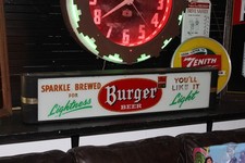 SCARCE 1930s  BURGER BEER REVERSE PAINTED GLASS LIGHTED SIGN CINCINNATI BAR BREW picture