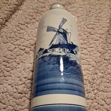 Vintage Delft Blue Holland Windmill Hand Painted Ceramic Bottle Decanter Stopper picture
