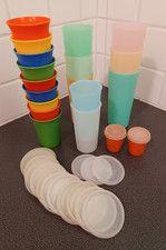 Vtg Tupperware Huge lot 15 Pastel Tumblers, 9 Kids Bell Cups, 2 minis, 22 lids picture