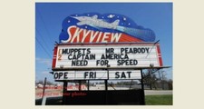 Skyview Drive-In Movie Theater Sign PHOTO Belleville Illinois,Marquee, Est. 1949 picture