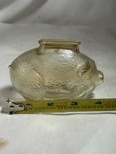 Vintage Small Anchor Hocking Amber Glass Piggy Bank Collectible Farm House Decor picture
