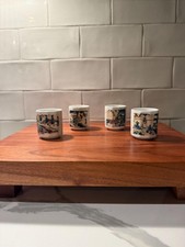 Vintage Korean Soju Cups Set of 4, Ceramic Tea Sake Cups Hand Painted picture