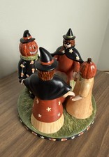 Halloween Yankee Candle Co Witch & Pumpkin Ceramic Candle Holder Colorful Cute picture