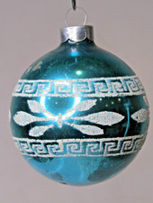 Vintage Glass Stencil Pictured GREEK MEANDER BALL Christmas Ornament USA picture