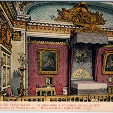 c1910s Versailles Palace, France Postcard Louis XIV Royal Bed Chamber Interior picture