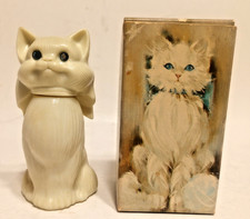 New Vintage 1970’s Avon  BLUE EYES Sweet Honesty Cologne White Cat FULL  w/Box picture