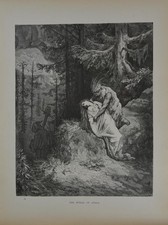 Antique Gustave Dore Art Print Chactas and Atala Native American 1880 Victorian picture